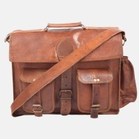 Vintage Leather Satchel Shoulder Bag - Handmade