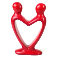 Handcrafted Soapstone Lover's Heart Sculpture in Red 