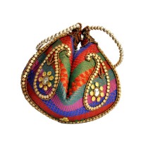 Multicolor Brocade Nightout Potli Bag for parties