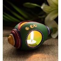 Earthen handmade terracotta and Handpainted T-light holders Seashell shape