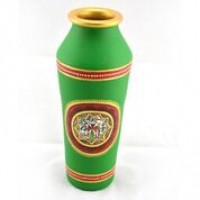 Earthen handmade and handpainted terracotta Vase Taper shape green 