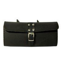 Genuine Leather Bike Saddle Bag Utility Tool Bag - Black