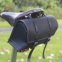 Bicycle Saddle Bag Handlebar Frame Bag in Black White stitching