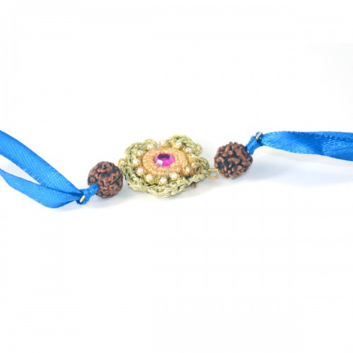 Handmade Zardozi Rakhi Golden Color