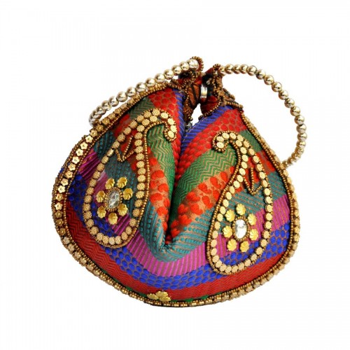 Multicolor Brocade Nightout Potli Bag for parties