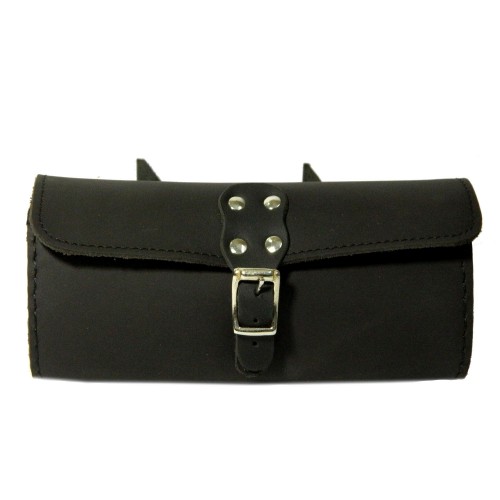 Genuine Leather Bike Saddle Bag Utility Tool Bag - Black