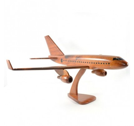 Boeing 757 wooden airplane kiln-dried mahogany - black windows