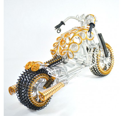 Fatboy Wire Art Sculpture Motorcycle - Aluminium handmade