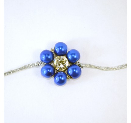 Pearl Rakhi Blue Color - Handmade rakhi to Canada & USA