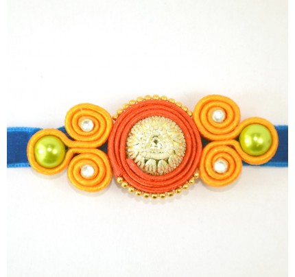 Soutach Large Rakhi Red Color - Handmade rakhi