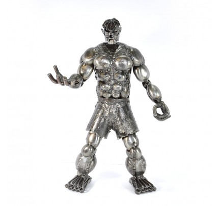 Hulk Scrap Metal Sculpture - Superhero Recycled Metal Handmade Art