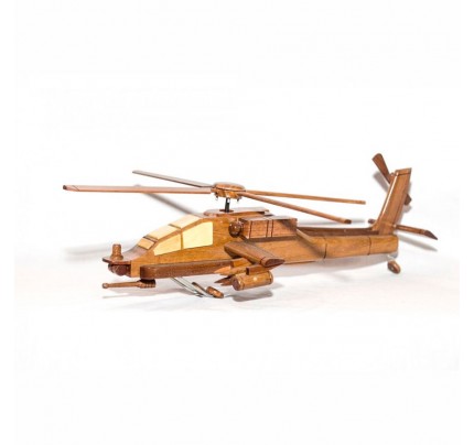 Boeing Ah-64 Apache helicopter mahogany wooden scale model