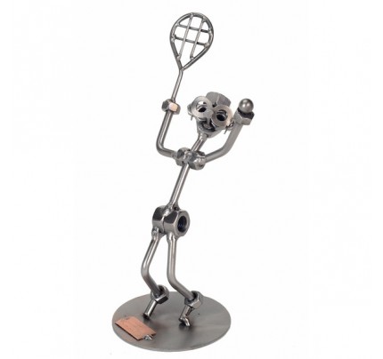Recycled metal art Tennis Serve Male Sculpture