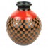 Checkers Vase - Handmade Decorative Red Black and Tan Vase