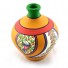 Earthen handmade and handpainted terracotta Vase Matki shape yellow green