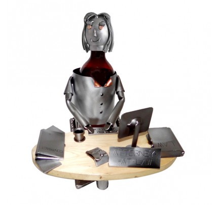 Attorney (Female) Working at Desk Wine Caddy