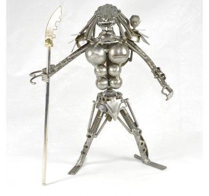 Metal Predator with Spear : Recycled Metal art model