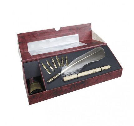 Feather Pen Set - Calligraphy Feather Pen Set with Stylus & Ink