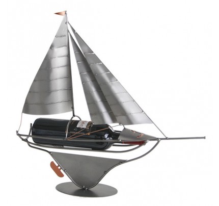 Metal Sailboat 1 Bottle Tabletop Wine Rack