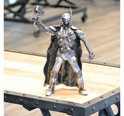 Metal Sculpture Thor with Hammer -  Model Recycled Metal Handmade