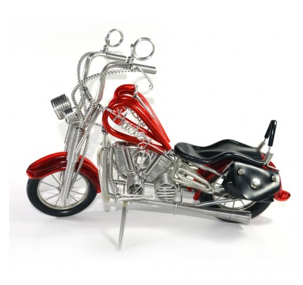 Handmade Harley-Davidson, Aluminium Wire Art Sculpture Motorcycle (Red)